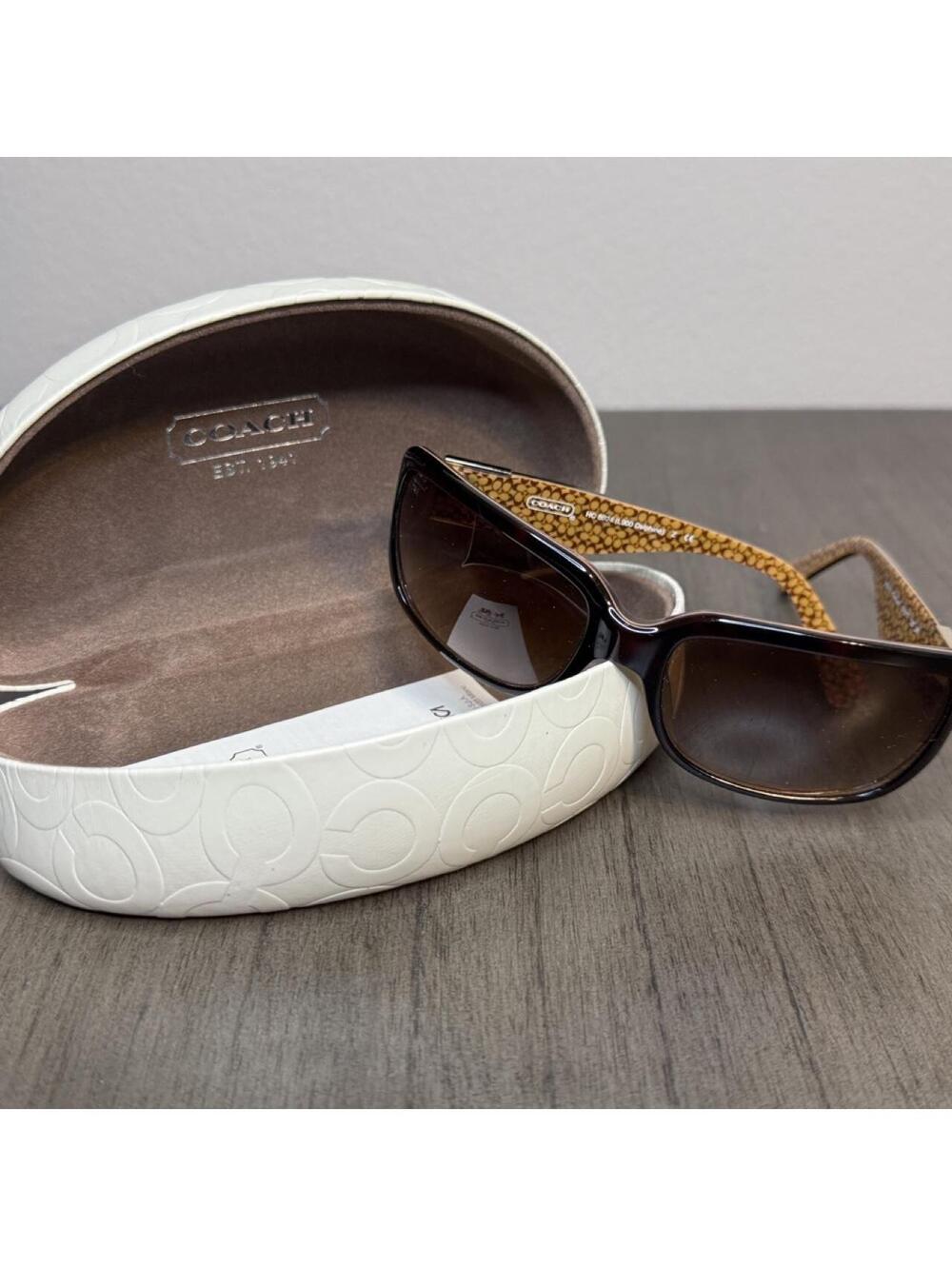 Vintage Coach "Delphine" Tortoise Shell Sunglasses w/ White Signature Case